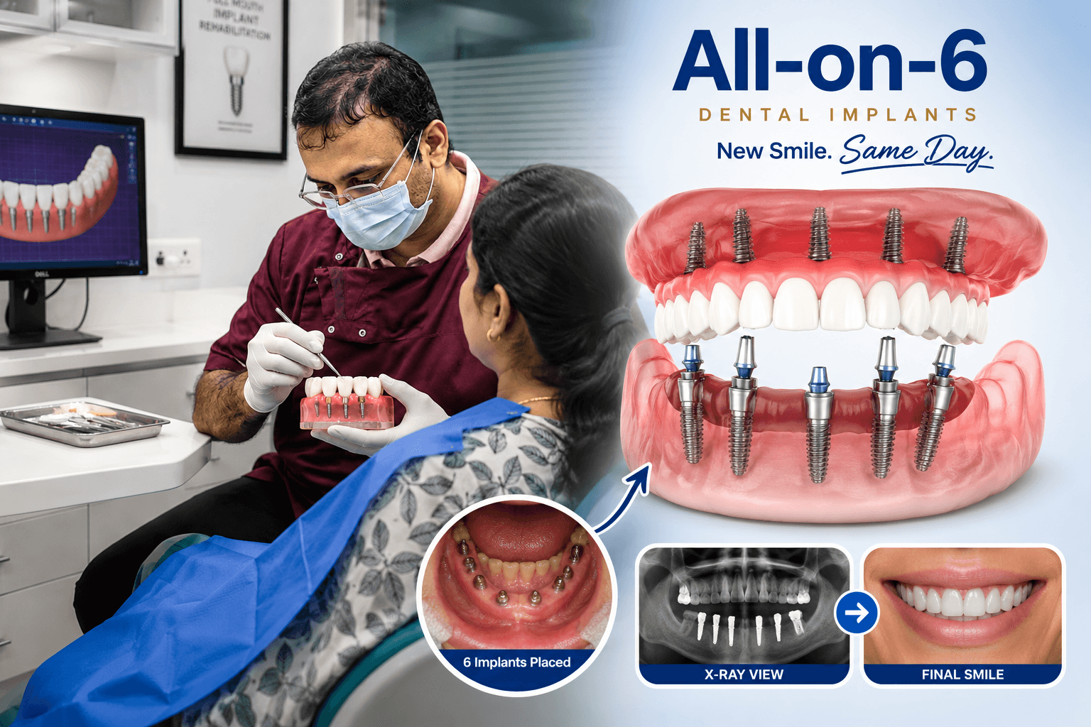 All-on-6 Full Arch Implants procedure at Chauhan's Dental Studio Indore